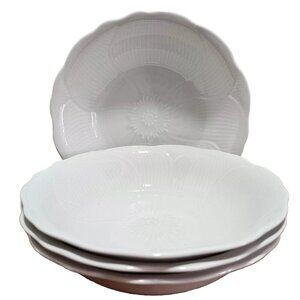 4) Mikasa Magnolia Coupe Soup Bowls 7.75" flower emboss Spring Line Larry Laslo